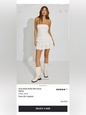 Garage White Strapless Ruffle Tiered Mini Dress